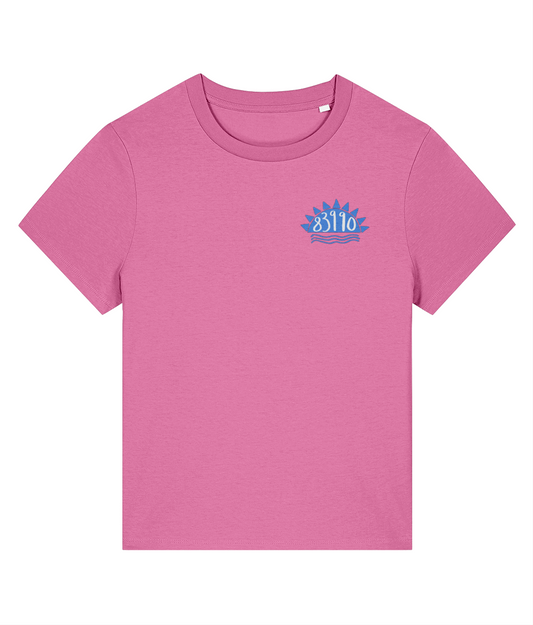 Bubblegum Pink Organic Cotton T-Shirt – Saint Tropez All Day Illustration, Colourful Summer Tee