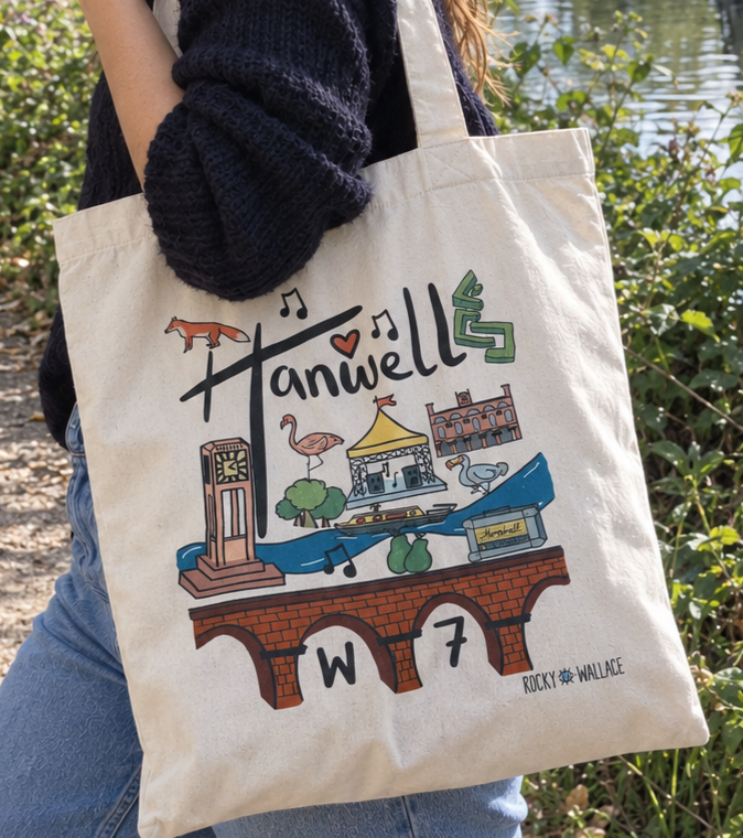 Hanwell W7 Tote Bag - Illustrated West London Local Gift