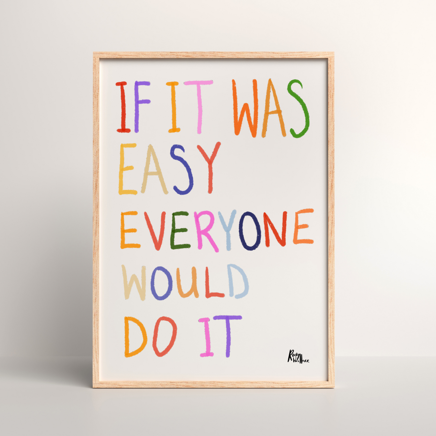 If It Was Easy Everyone Would Do It – Colourful Motivational Typography Art Print - A4/A3 - unframed