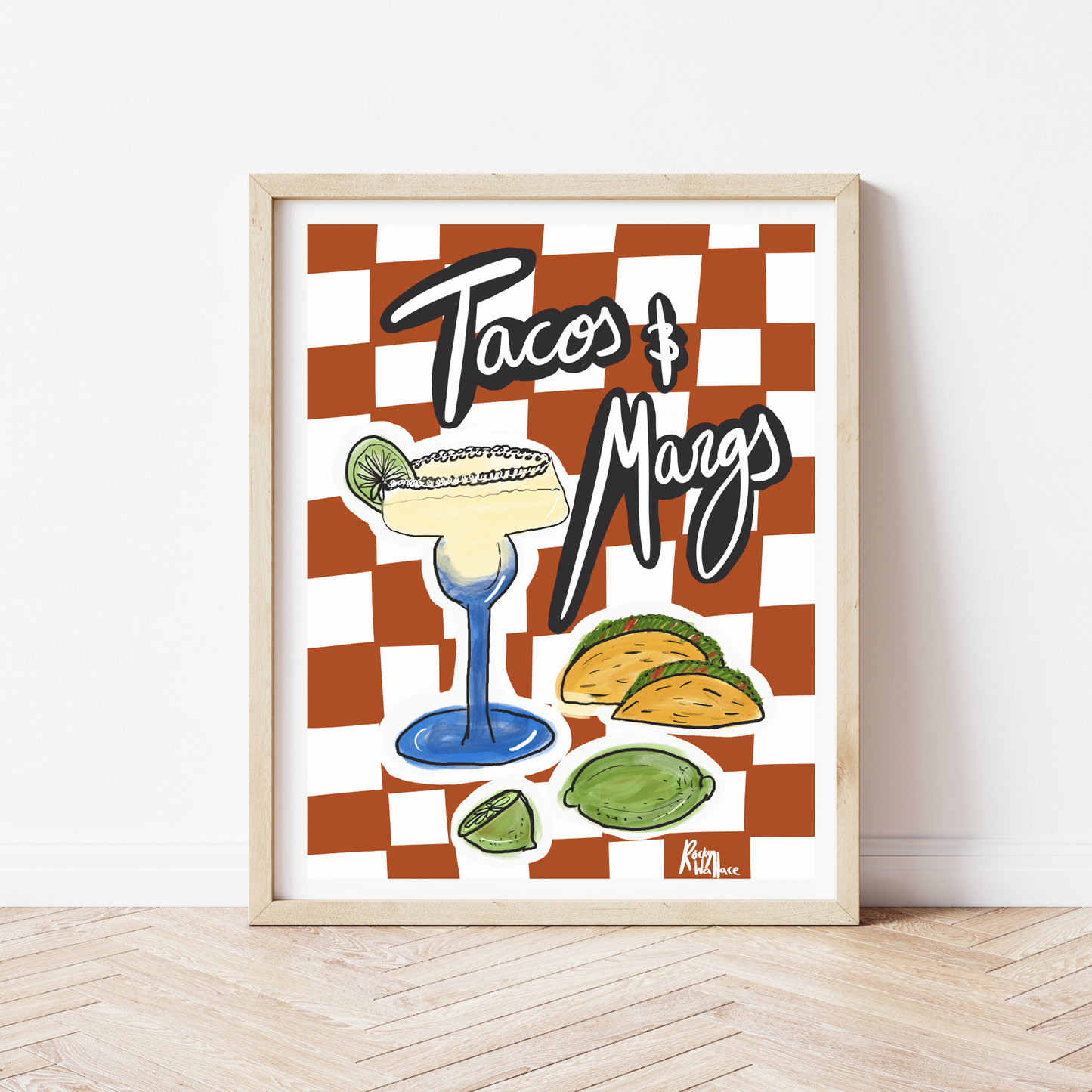 Tacos and Margs Art Print - Colourful Cocktail Maximalist Wall Art A5/A4/A3 sizes (Framed and Unframed)