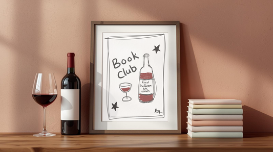 Read Between the Wines – Book Club Wine A4/A3 Art Print - Playful Kitchen & Bar Wall Art - Unframed