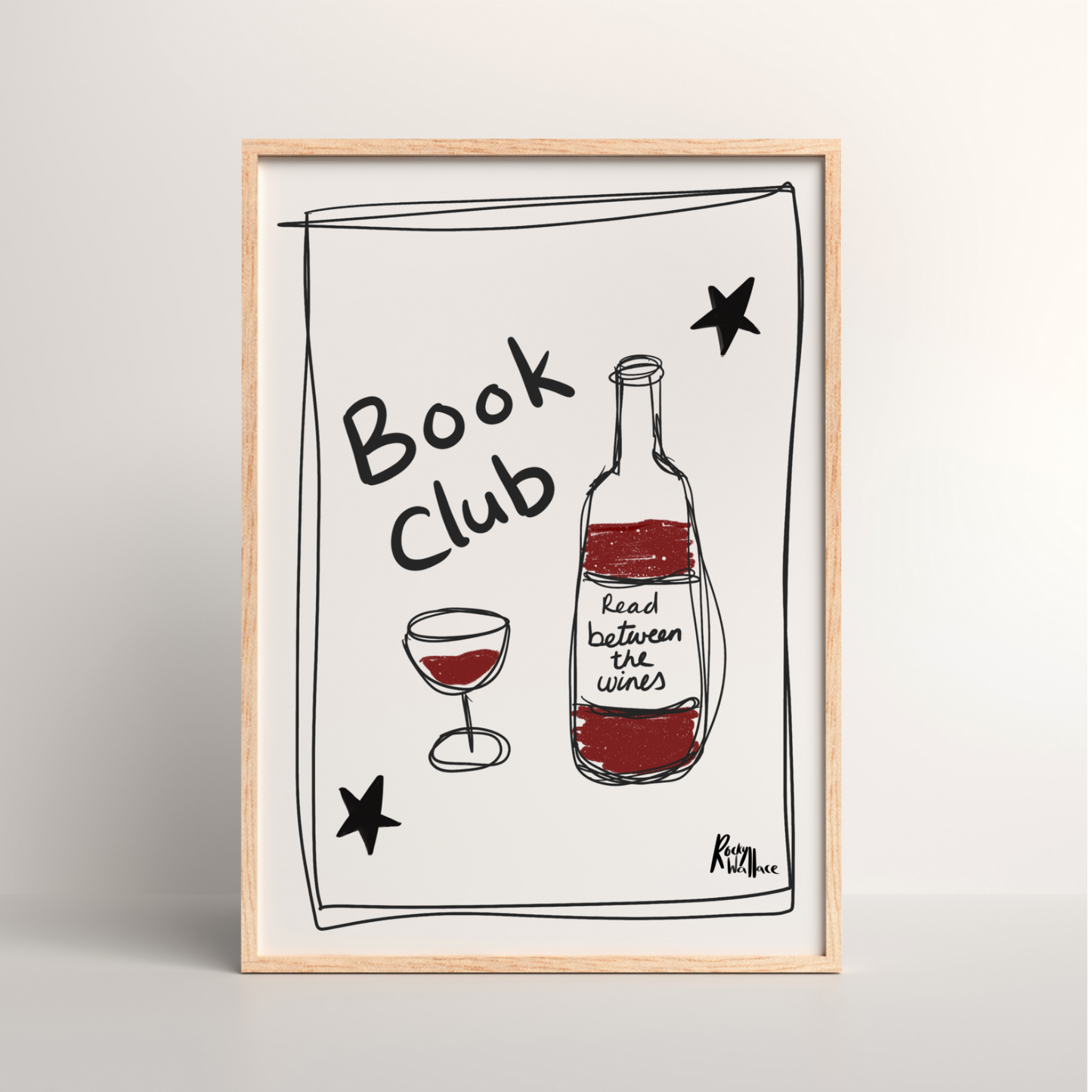 Read Between the Wines – Book Club Wine A4/A3 Art Print - Playful Kitchen & Bar Wall Art - Unframed