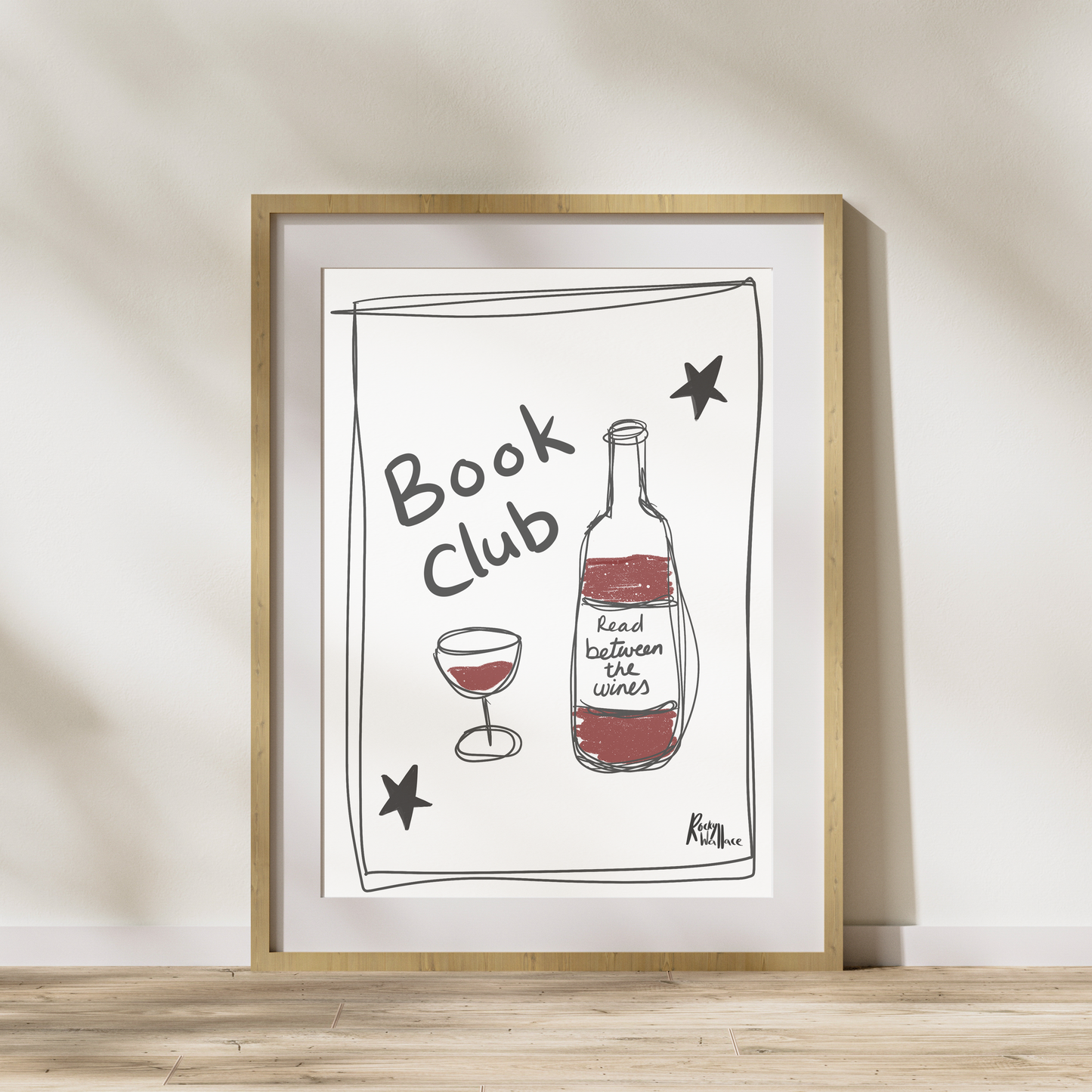 Read Between the Wines – Book Club Wine A4/A3 Art Print - Playful Kitchen & Bar Wall Art - Unframed