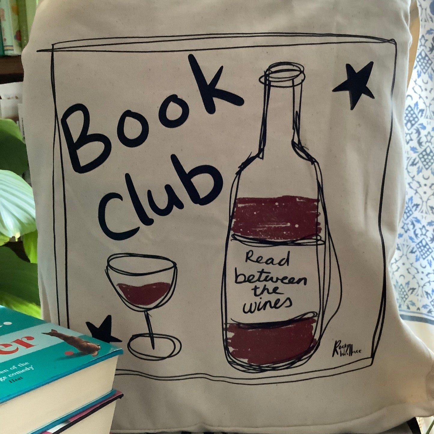 Book Club / Wine Club, Large Tote Bag, Gifts for Book Worms