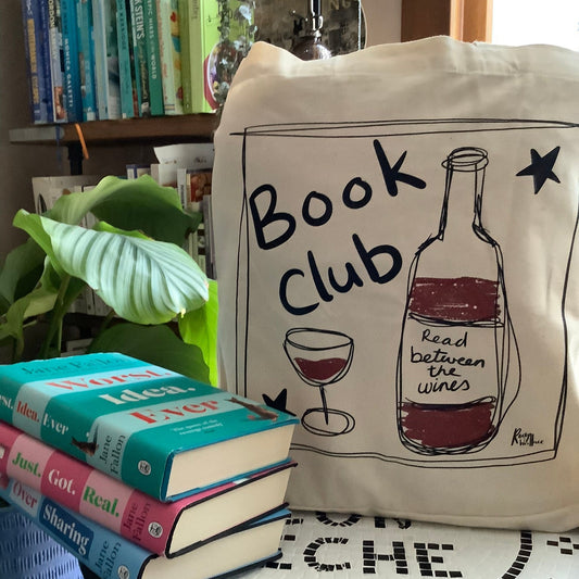 Book Club / Wine Club, Large Tote Bag, Gifts for Book Worms