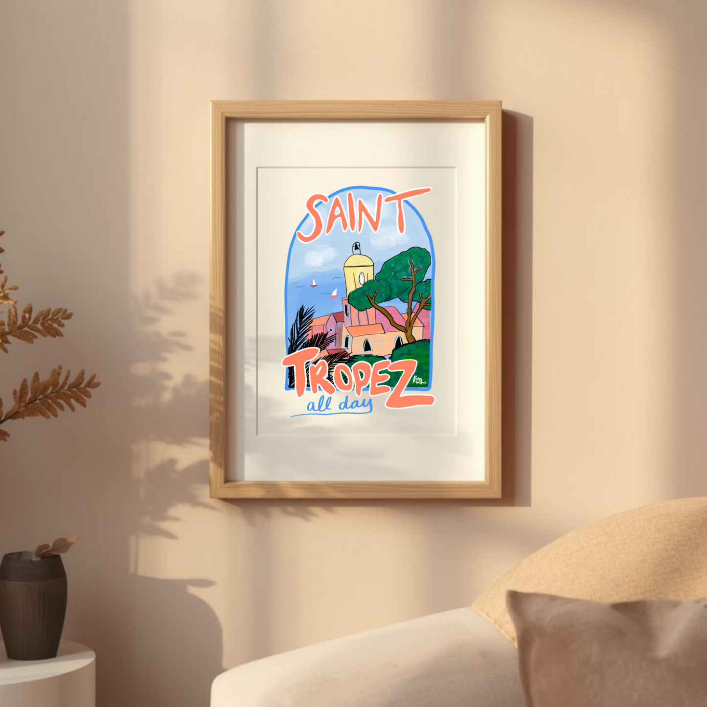 Saint Tropez All Day Colourful French Riviera A4/A3 Wall Art Print - Unframed